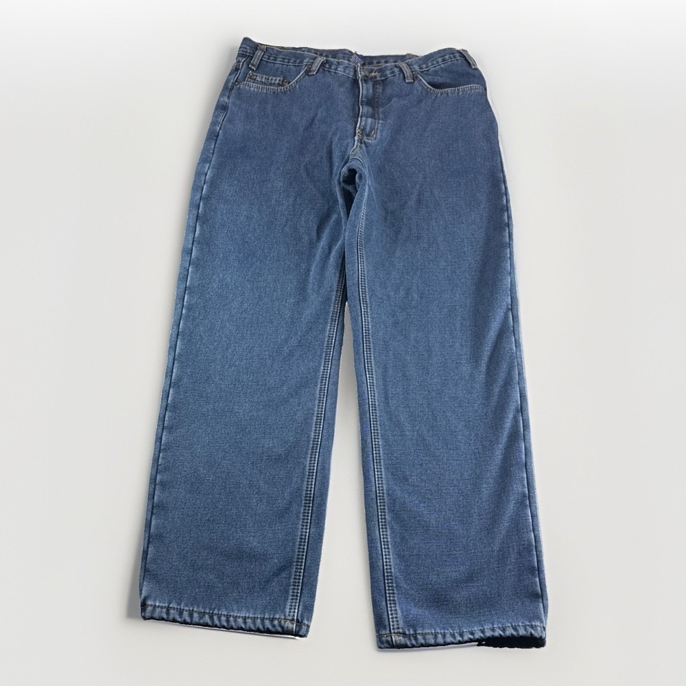 Full Blue Fleece Lined Jeans Men 36x30 Denim Pants Workwear Outdoors Winter Snow